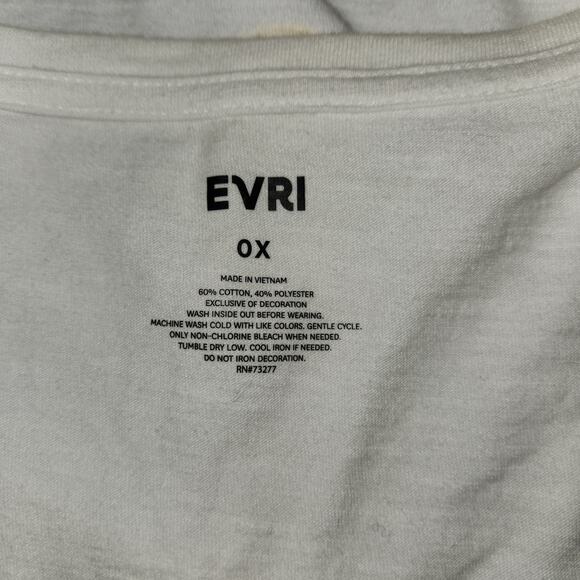 EVRI Women's Ruffle Lemon T-Shirt - Size 0X - White - Picture 4 of 4